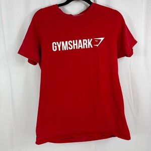 Gymshark T-Shirt Men's Medium Red Spell Out Logo Short Sleeve Athletic